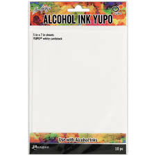 Ranger Alcohol Ink Yupo Paper White Cardstock  5 x 7 10 Pack